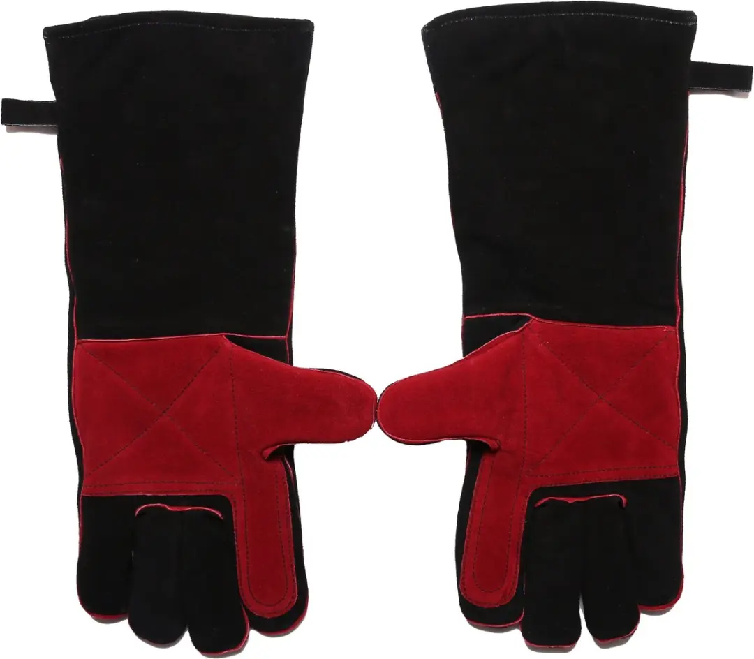 Kamado Joe Leren Handschoen - Zwart/Rood