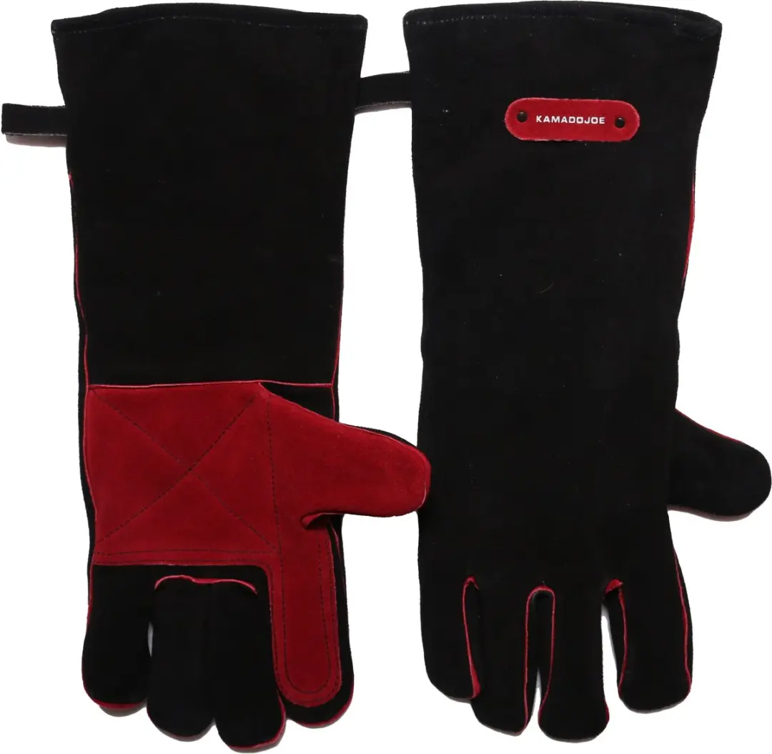 Kamado Joe Leren Handschoen - Zwart/Rood