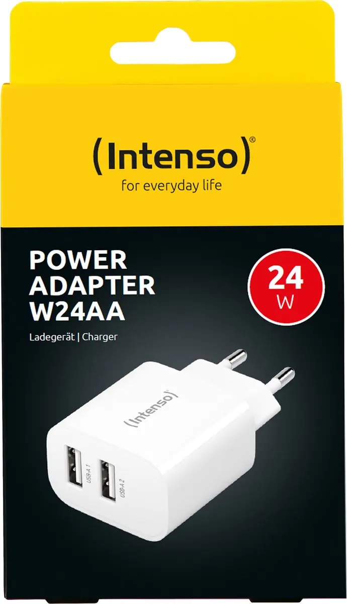 Intenso W24AA 24W USB-A Adapter - 2x USB-A - Wit