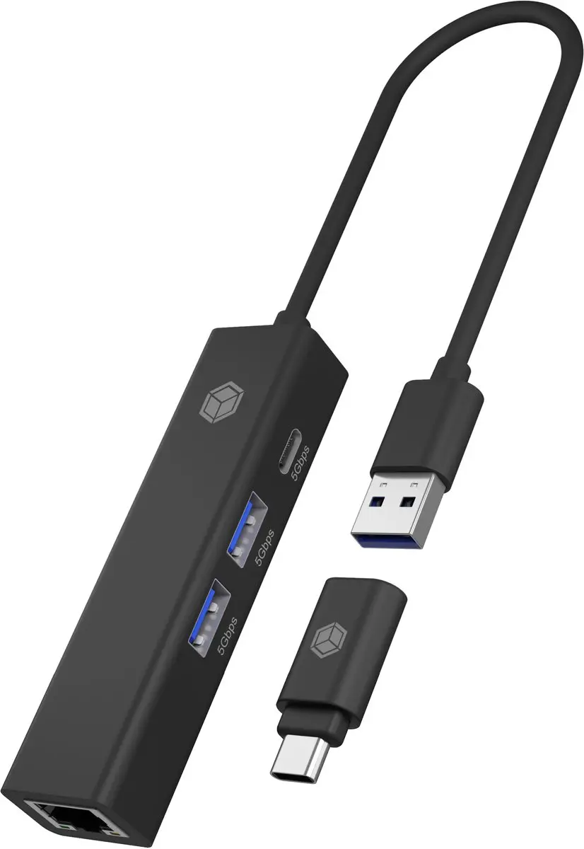 RaidSonic ICY BOX IB-HUB1439-LAN USB 3.2 Hub - Zwart