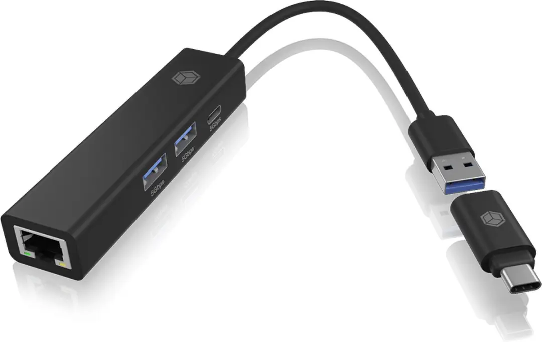 RaidSonic ICY BOX IB-HUB1439-LAN USB 3.2 Hub - Zwart