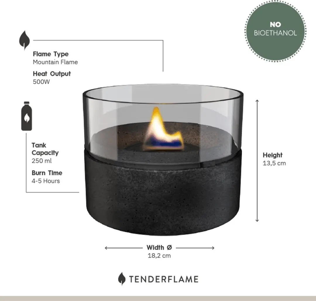 Tenderflame Café 18 Lava Tafelhaard 500W - Zwart