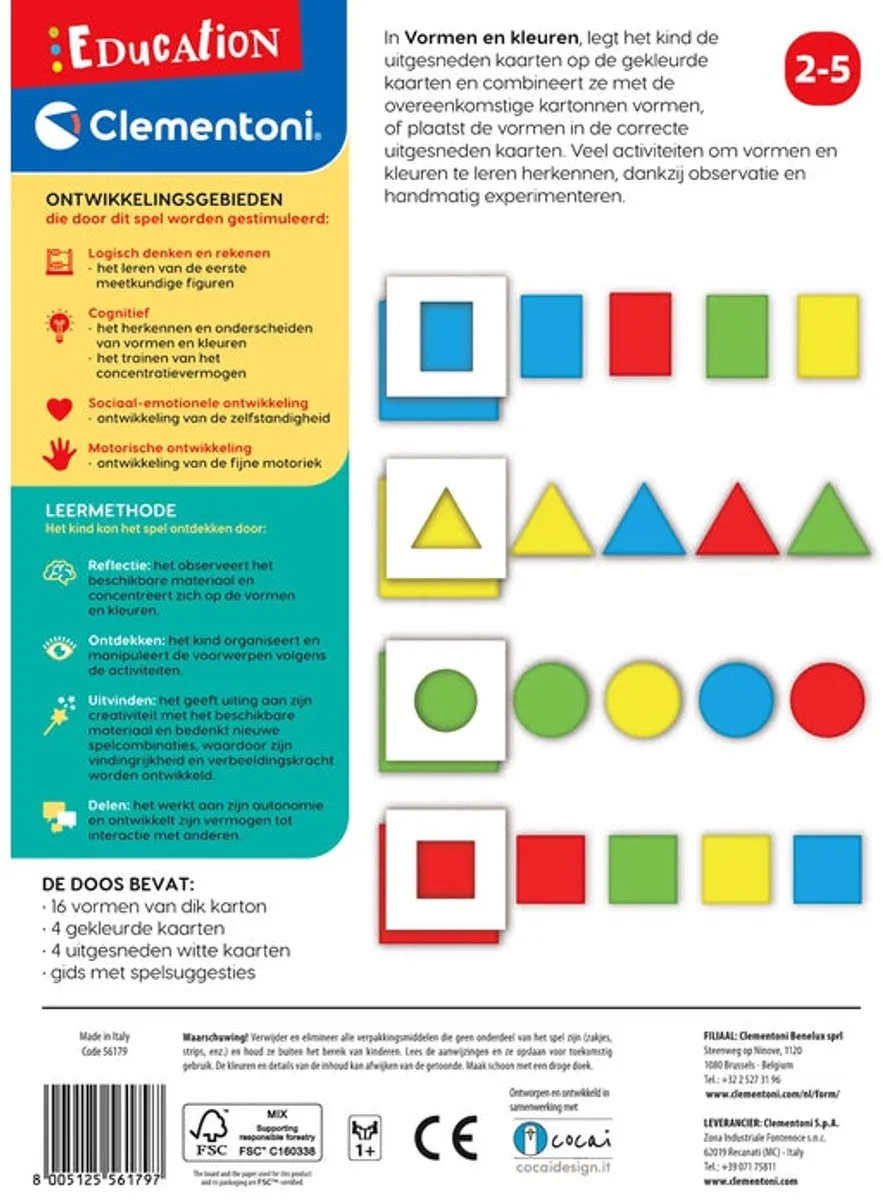 Clementoni Vormen & Kleuren Puzzel 56179 - Educatief Speelgoed 2-5 jaar
