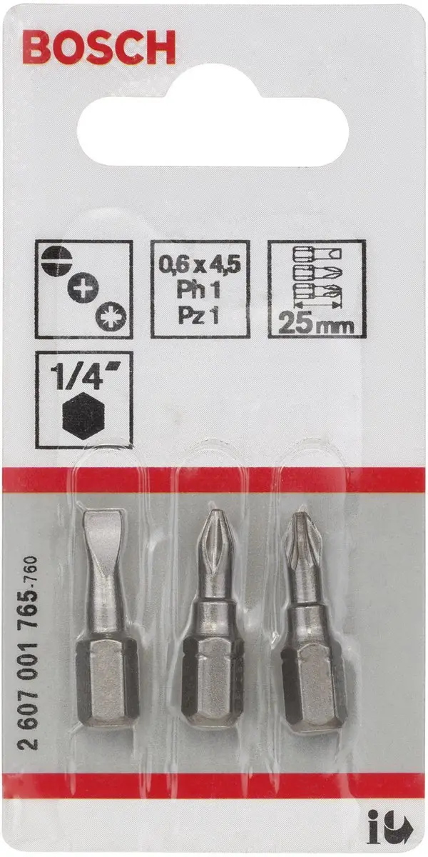 Bosch Professional BITSETXH-TORS/GL0.6.PH1.PZ1 - 3 Stuks