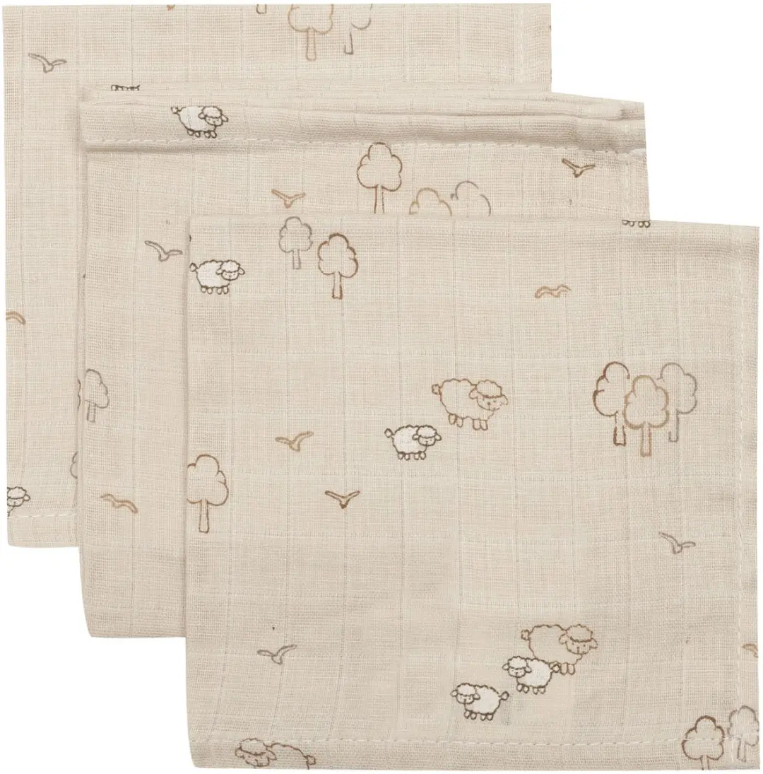 Jollein Hydrofiel Monddoekje Woolly 31x31cm - 3 Stuks