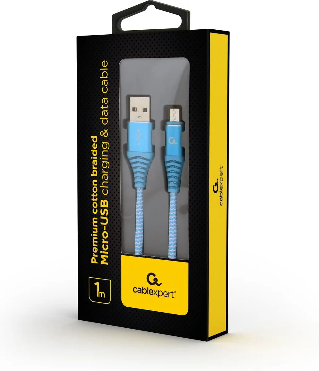 Cablexpert Premium Micro-USB Kabel 1m - Turkoois/Wit