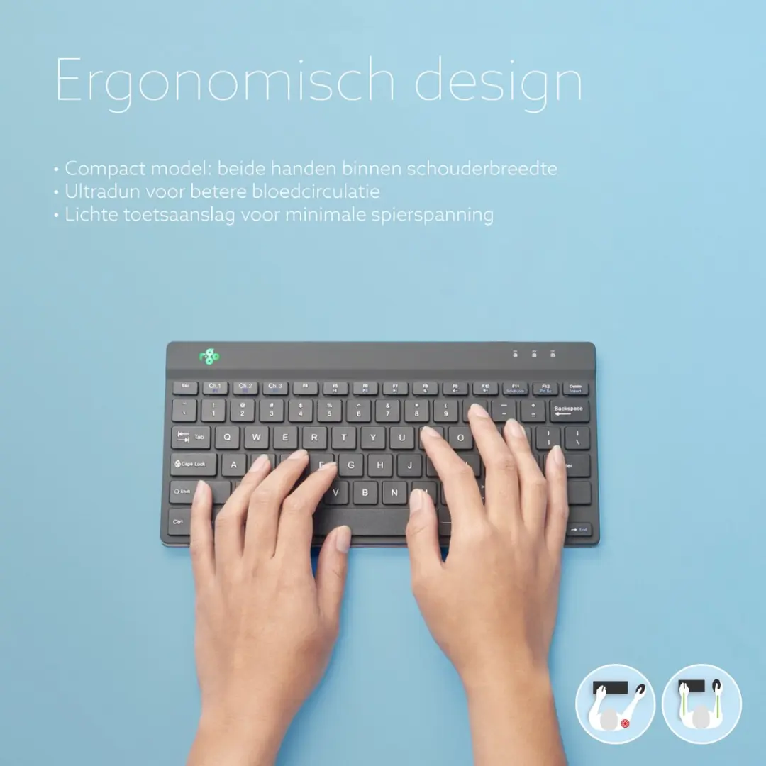 R-Go RGOCOUSWLBL Ergonomisch Toetsenbord - US QWERTY - Zwart