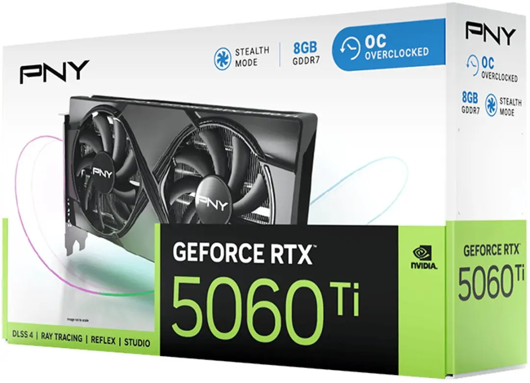 PNY NVIDIA GeForce RTX 5060 Ti OC VCG5060T8DFXPB1-O Videokaart - 8GB GDDR7 - Zwart
