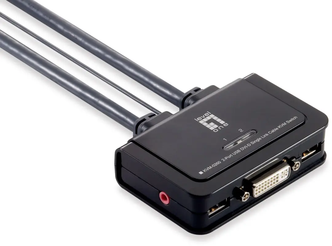LevelOne KVM-0260 KVM-switch 2x USB DVI - Grijs