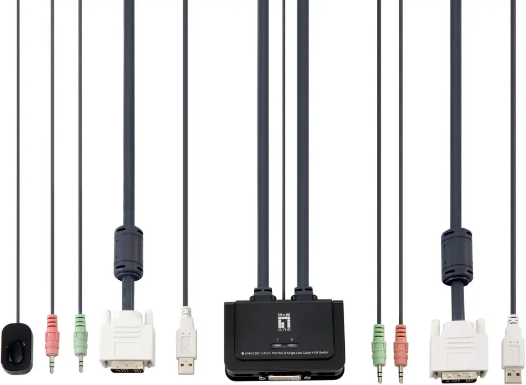 LevelOne KVM-0260 KVM-switch 2x USB DVI - Grijs