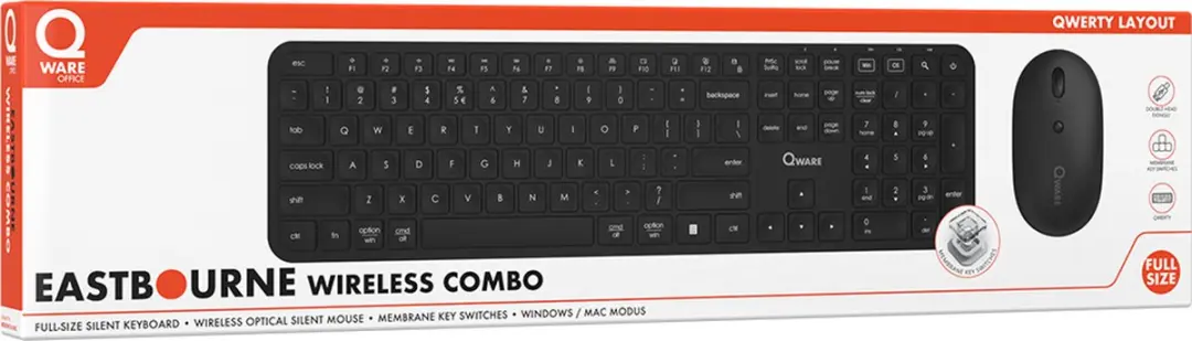 Qware Office QW PCB-365BL Draadloze Desktopset - Zwart