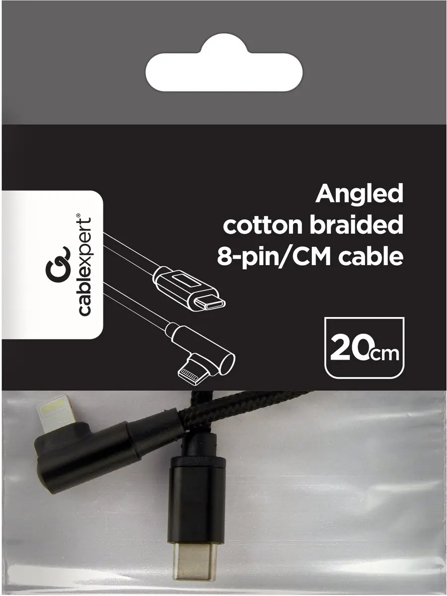 Cablexpert USB 2.0 Haakse Kabel 0.2m - 8-pins - Zwart