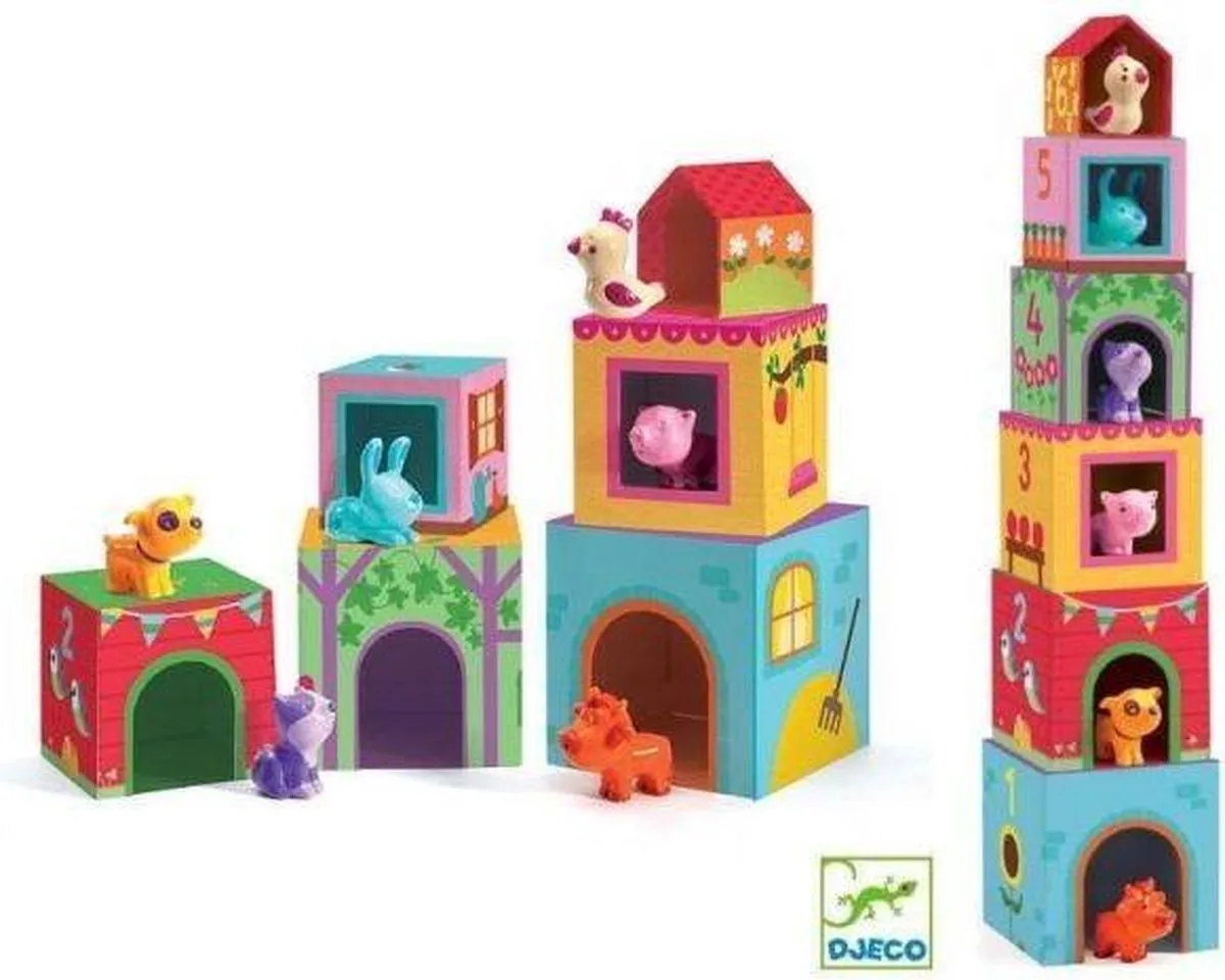 Djeco Topanifarm Stapelblokken - 6 Stuks - Multicolor - afbeelding 3 van 6