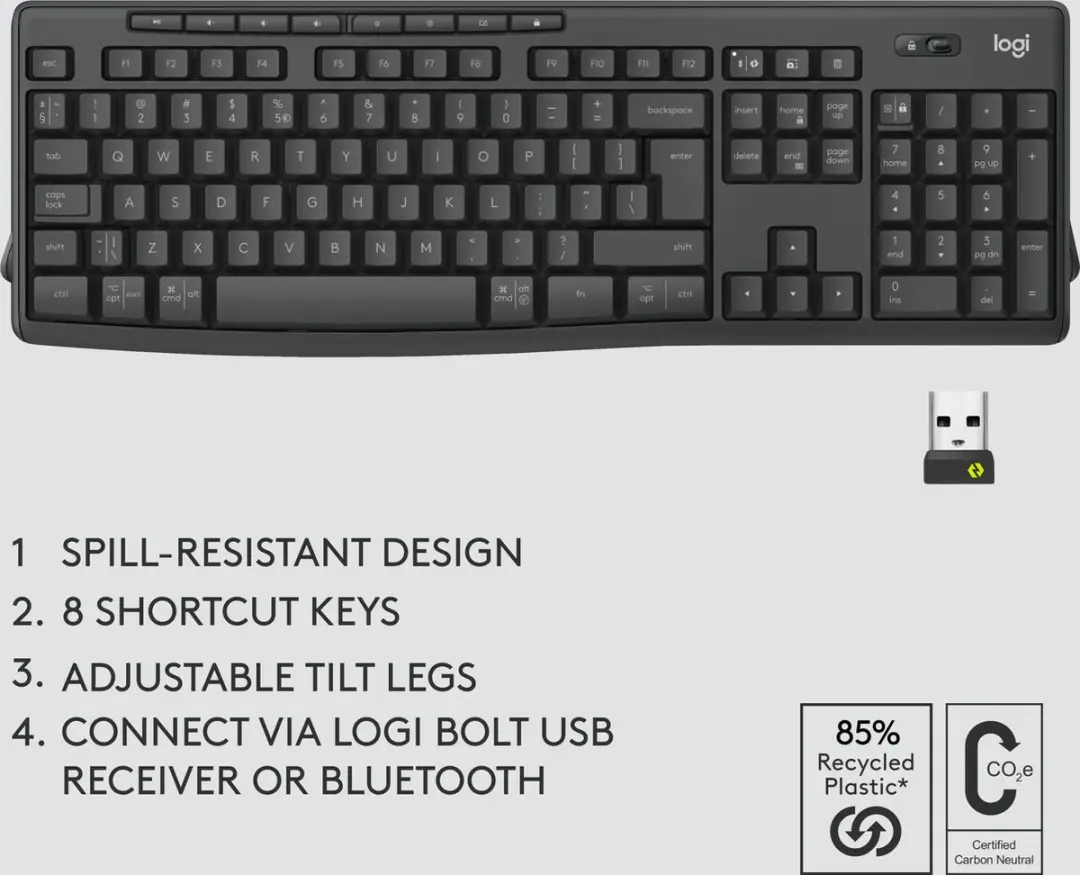 Logitech MK370 Combo for Business - AZERTY - Grafiet - afbeelding 6 van 6