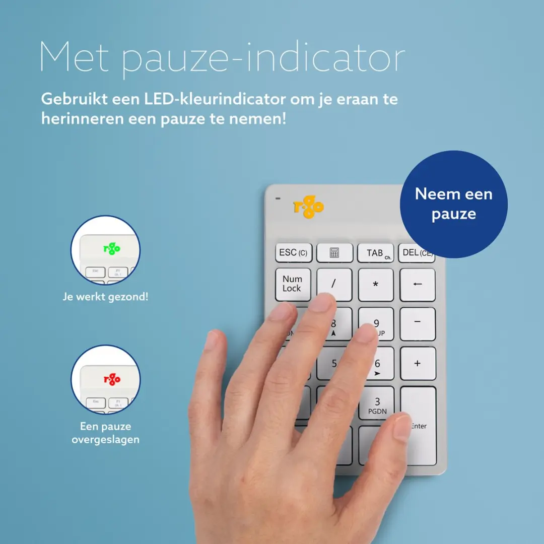 R-Go Numpad RGOCONMWLWH - Ergonomisch - Bluetooth - Wit - afbeelding 6 van 6