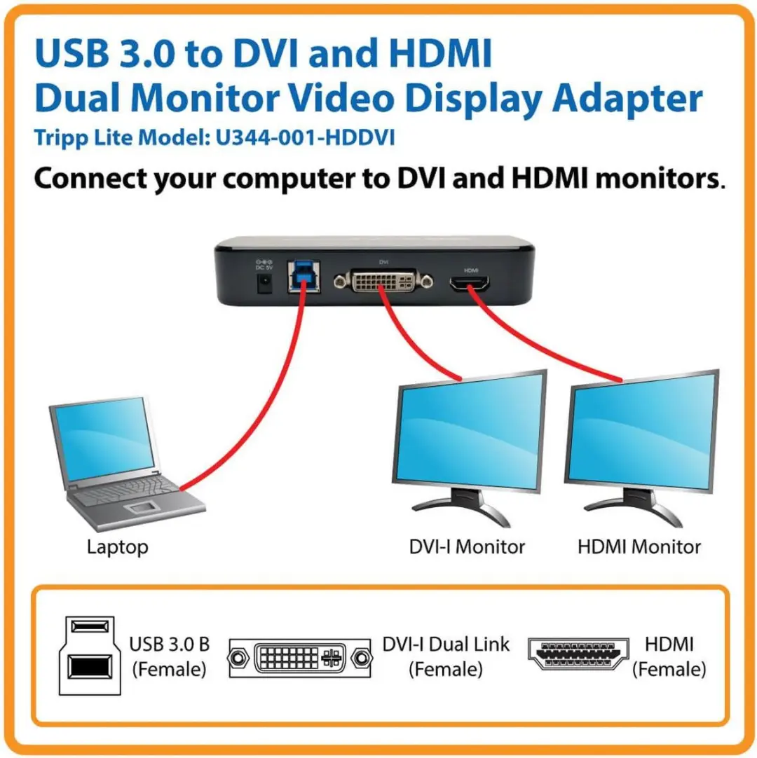 Tripp Lite U344-001-HDDVI Videosignaalomzetter - 2048x1152 - Zwart