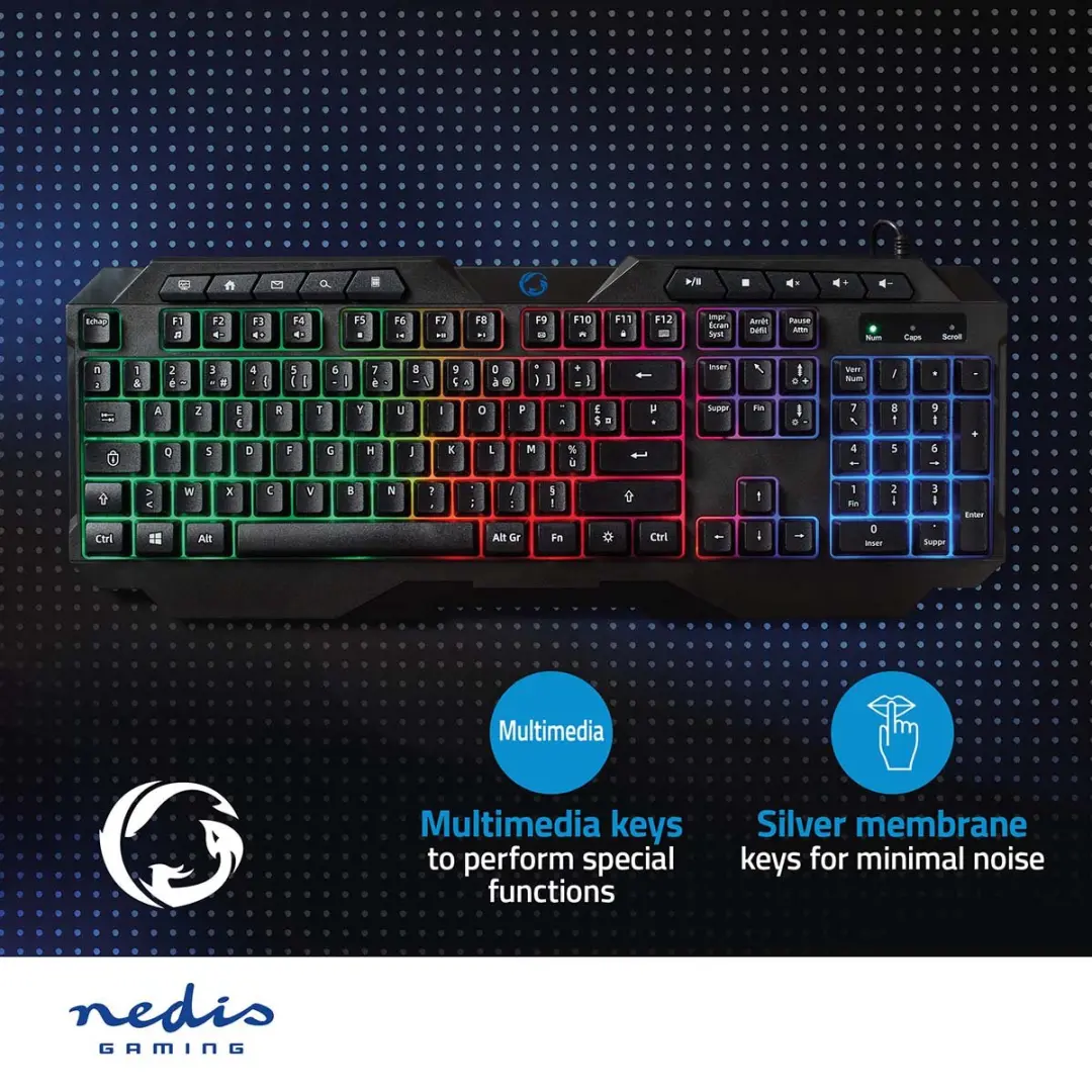 Nedis GKBD110BKFR Gaming Toetsenbord - Azerty FR - Zwart - afbeelding 6 van 6
