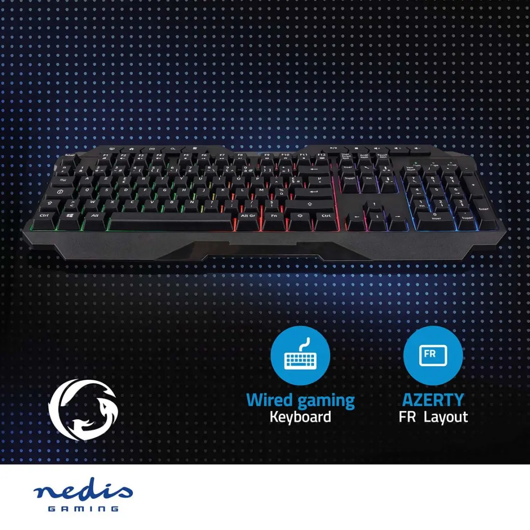 Nedis GKBD110BKFR Gaming Toetsenbord - Azerty FR - Zwart
