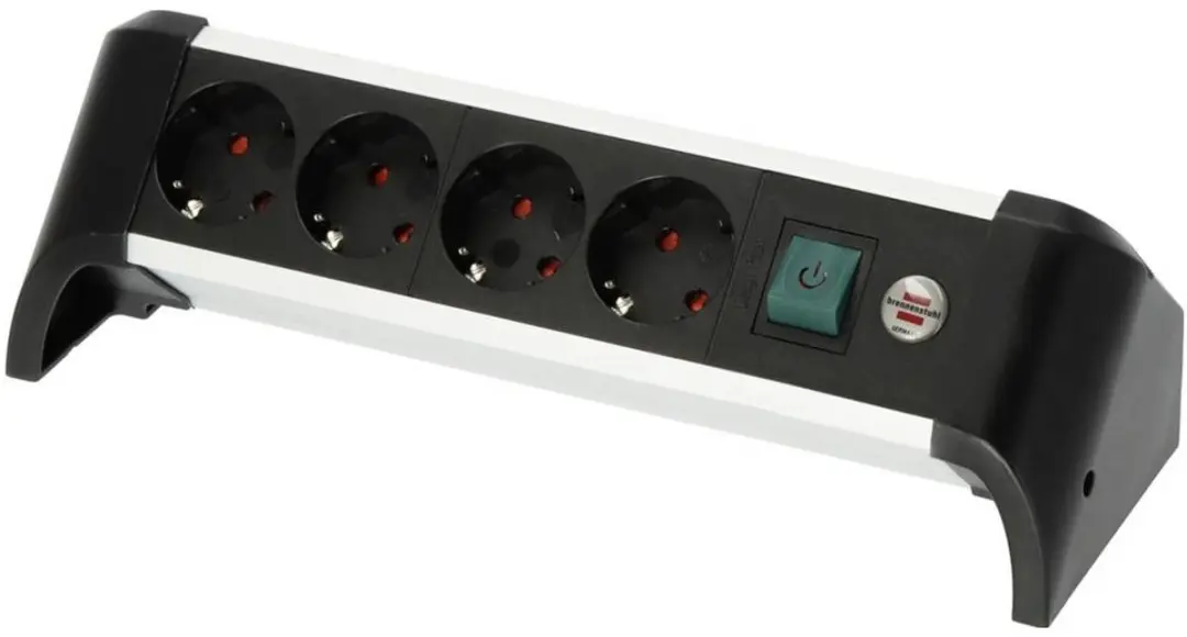 Brennenstuhl Alu-Office-Line 4-voudig 1,8m Stekkerdoos - Zilver/Zwart