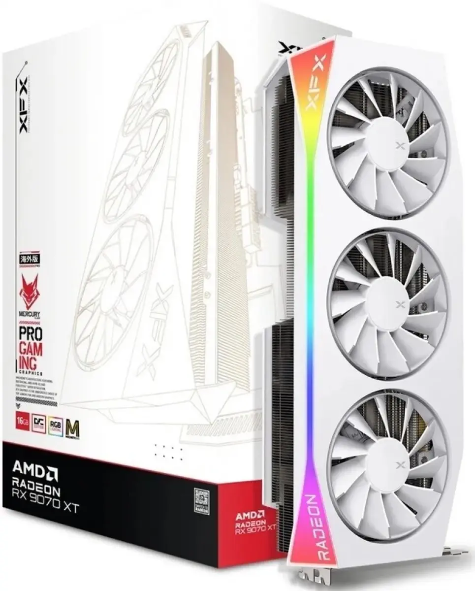 XFX Mercury RX 9070XT OC White Videokaart - 16GB GDDR6