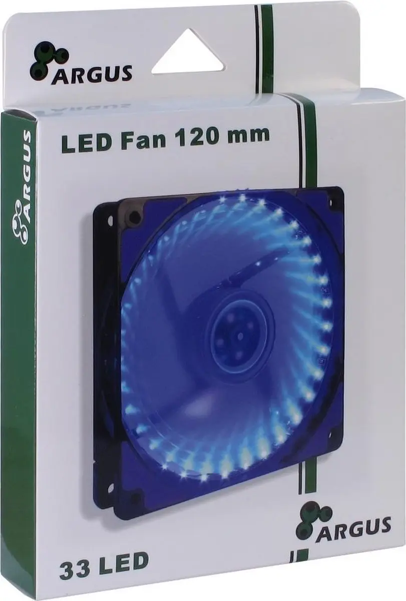 Intertech L-12025 Ventilator 12cm - Zwart/Blauw