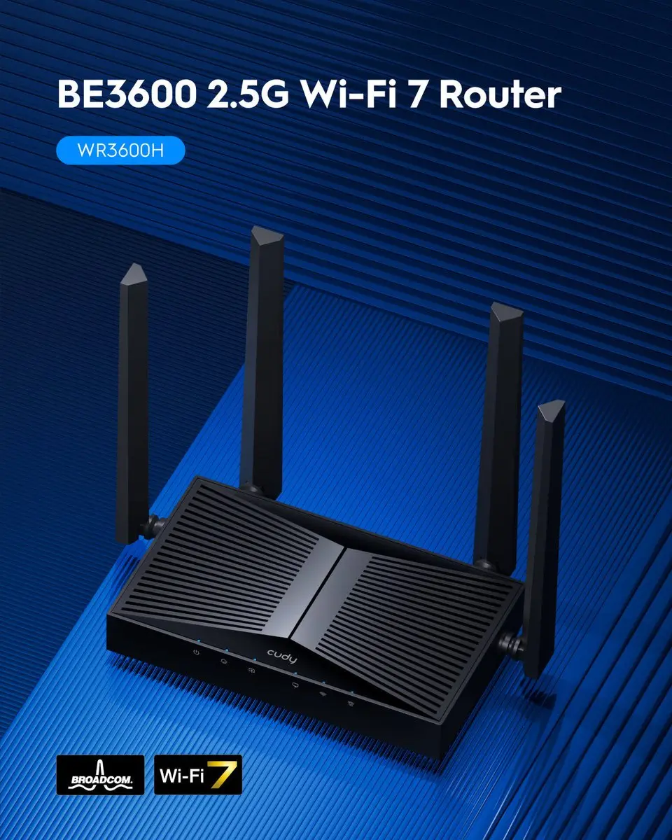 Cudy WR3600 Draadloze Router - Dual-band - 5x Gigabit LAN - Zwart