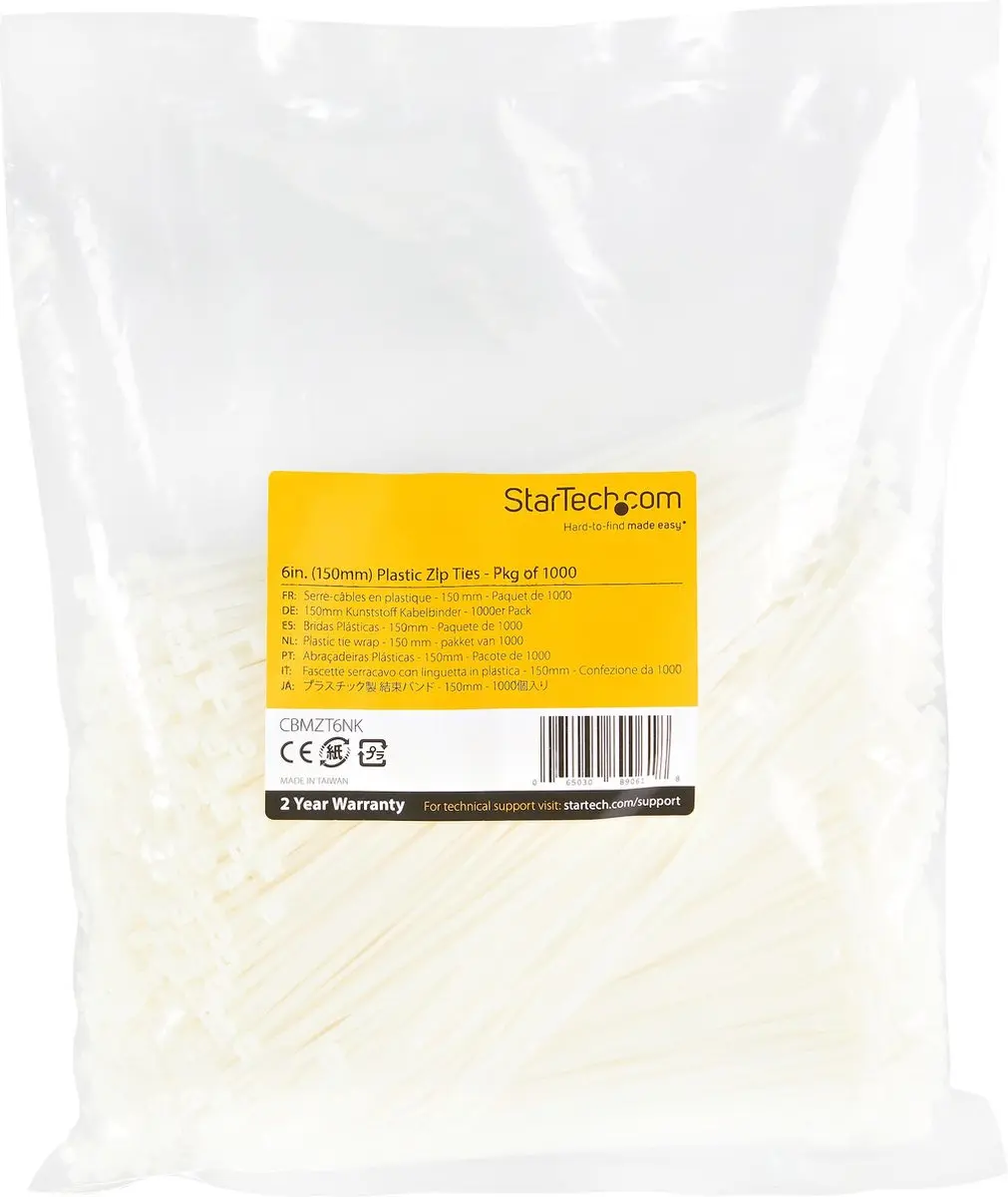 Startech Witte Kabelbinders 150mm - 1000 Stuks