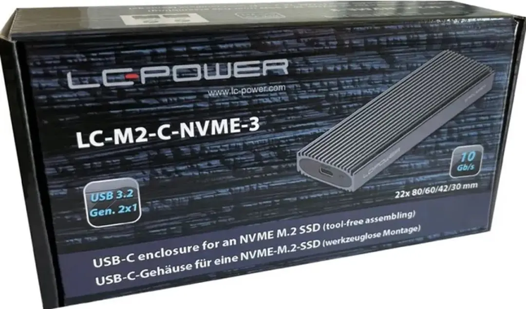 LC Power LC-M2-C-NVME-3 SSD-behuizing - Zwart