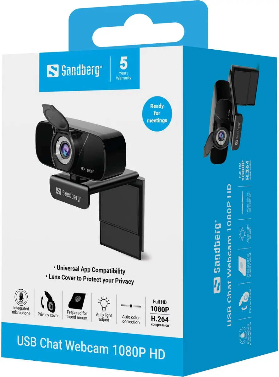 Sandberg USB Chat Webcam 134-15 - 1080P HD - Zwart