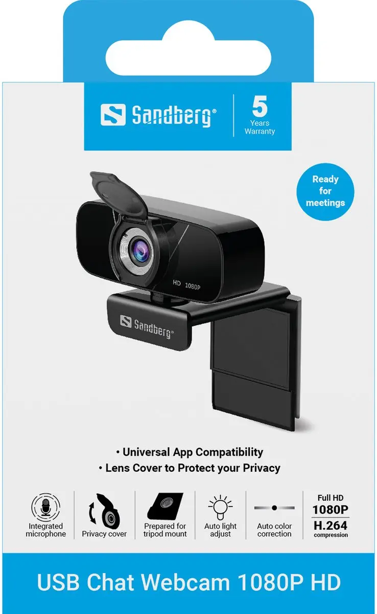 Sandberg USB Chat Webcam 134-15 - 1080P HD - Zwart