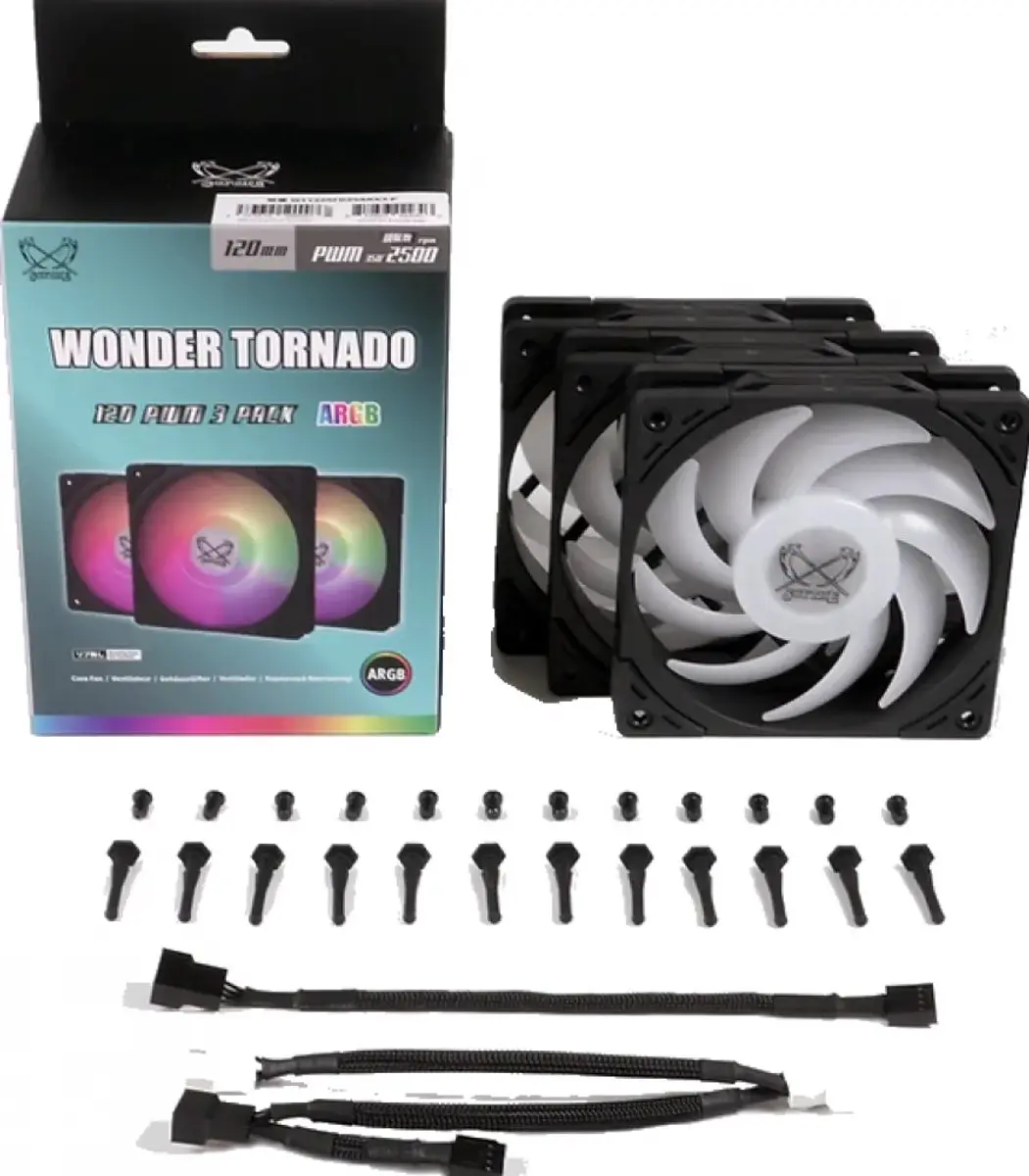 Scythe Wonder Tornado ARGB WT1225FD25ARX3-P Ventilatoren - 3x 120mm - 60.29 cfm