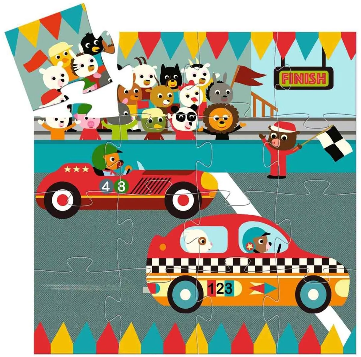 Djeco Puzzel De Raceauto 16 Stukjes - Meerkleurig
