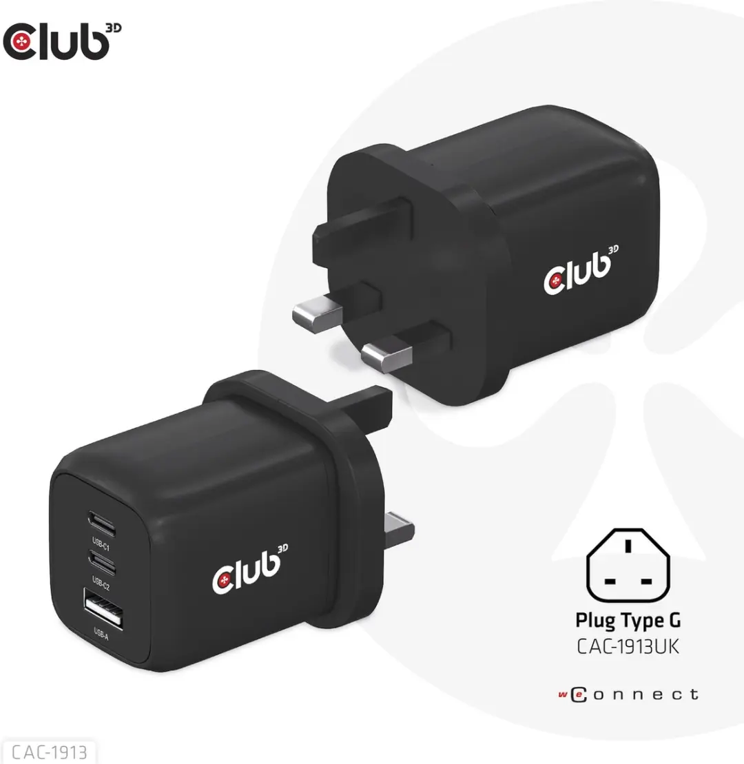 Club3D CAC-1913 Travel Charger PPS 65W - 3x USB - Zwart