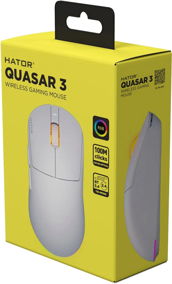 HATOR Quasar 3 HTM731 Gaming Muis - Wit - 6 Knoppen