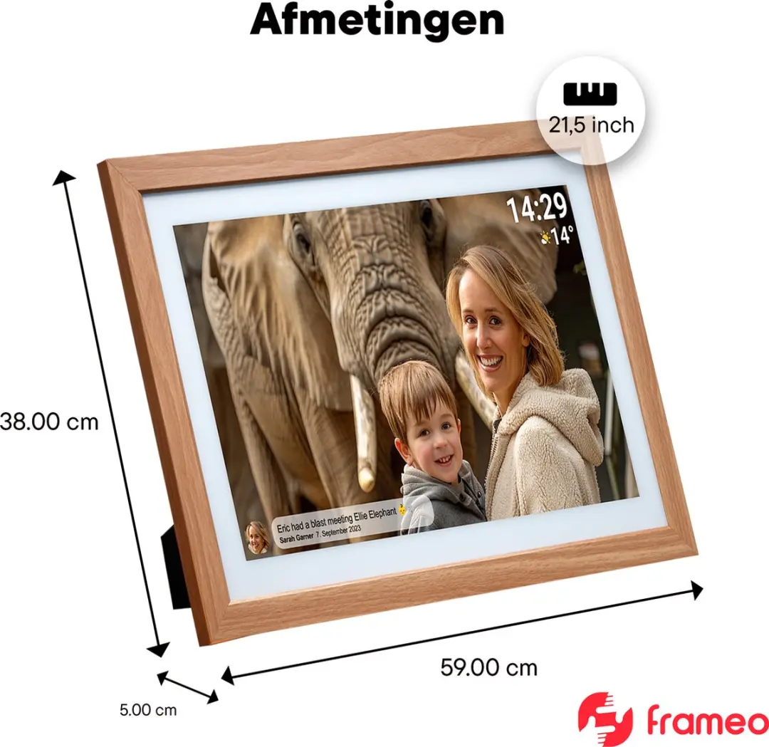 Denver Digitale Fotolijst PFF2162LW 21.5" - Full HD - 32GB - IPS Touchscreen - Hout