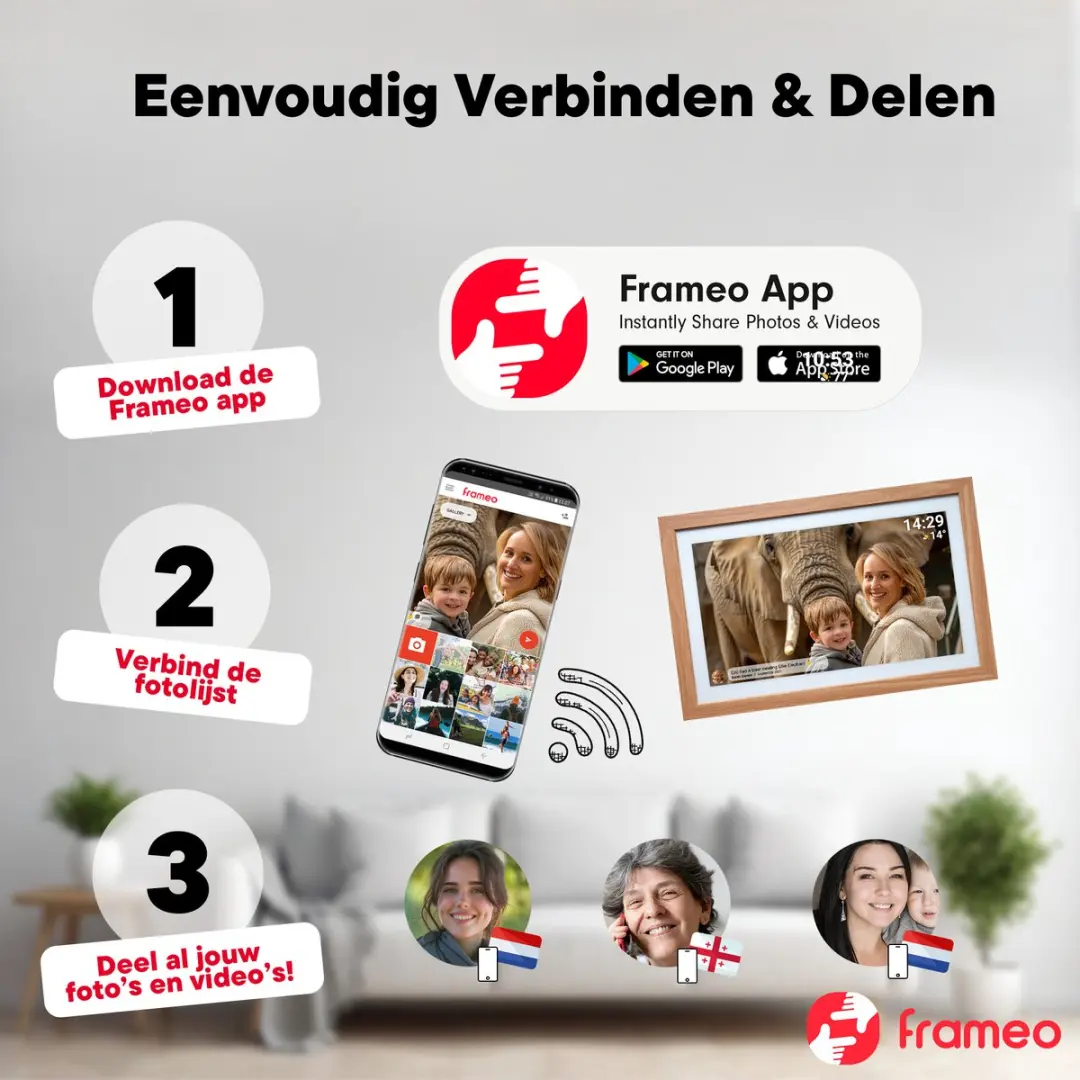 Denver Digitale Fotolijst PFF2162LW 21.5" - Full HD - 32GB - IPS Touchscreen - Hout