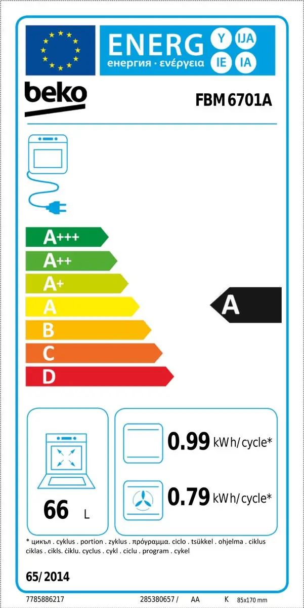 Beko FBM6701A Vrijstaand Fornuis - 4 Kookzones - Antraciet/Zwart