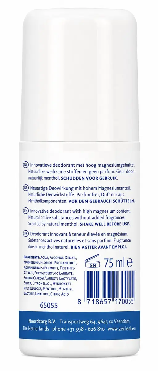 Zechsal Magnesium Deo Roller 75ml - Pure Menthol