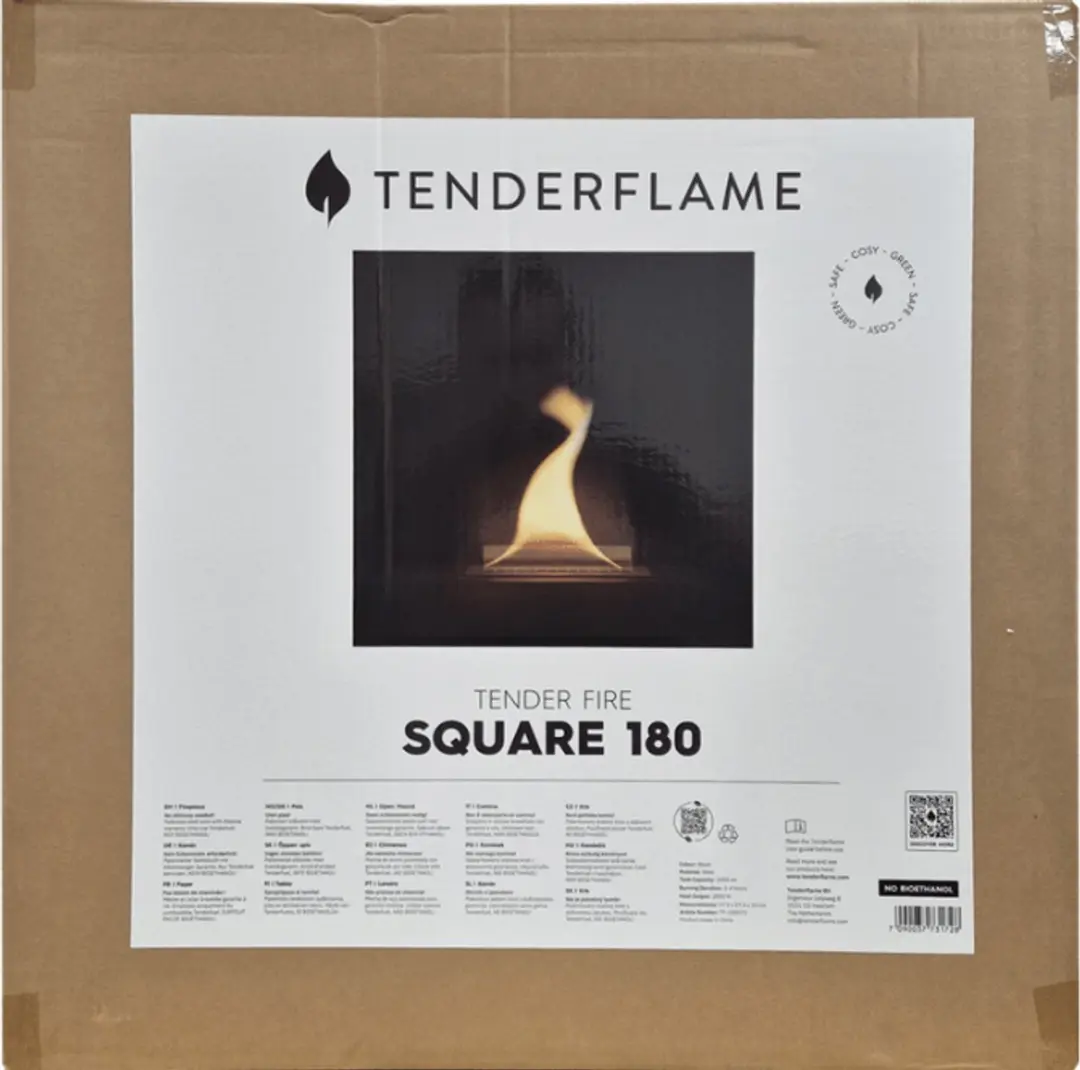Tenderflame Square 180 Design Haard - 2000W - Schwarz - afbeelding 6 van 6