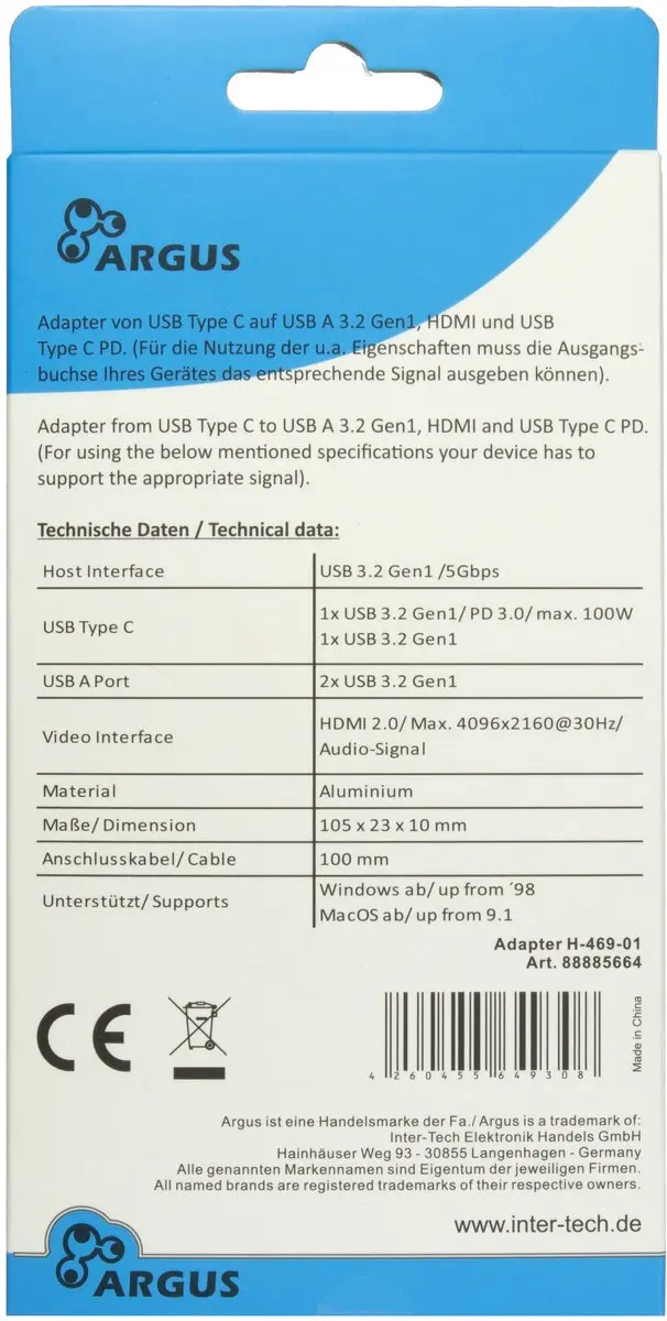 Intertech H-469-1 USB 3.2 Gen 1 Type-C Kabel - 5000 Mbit/s - Zwart