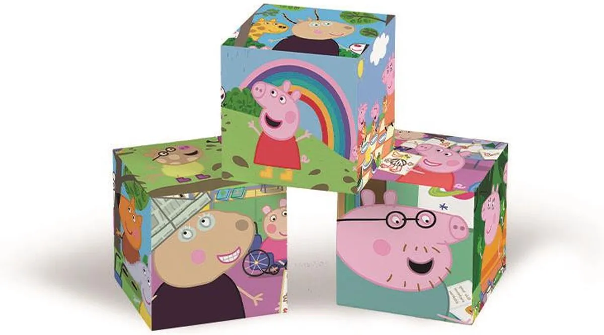Clementoni Peppa Pig 12 Blokken Puzzel - 6 Afbeeldingen