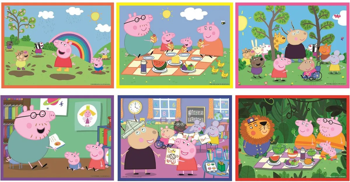 Clementoni Peppa Pig 12 Blokken Puzzel - 6 Afbeeldingen
