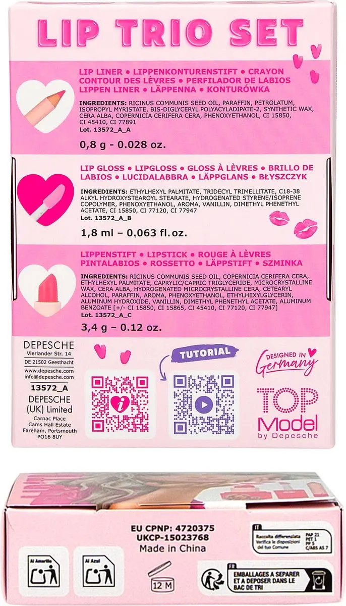 Depesche TOPModel Lippen Trio - 1.8ml - Roze