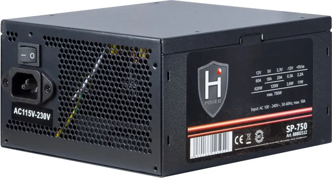 Inter-Tech HIPOWER SP-750 Voeding 750W - 80 Plus - Zwart