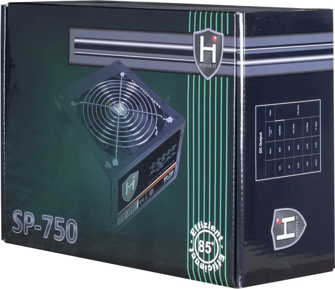 Inter-Tech HIPOWER SP-750 Voeding 750W - 80 Plus - Zwart