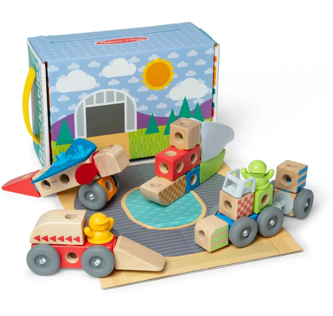 Blockables Voertuigen Speelset Melissa & Doug - 54 Stuks - Meerkleurig