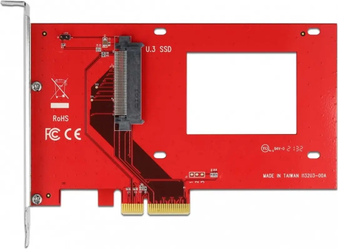 Delock PCI Express x4 Kaart naar U.3 Intern - Rood/Zilver