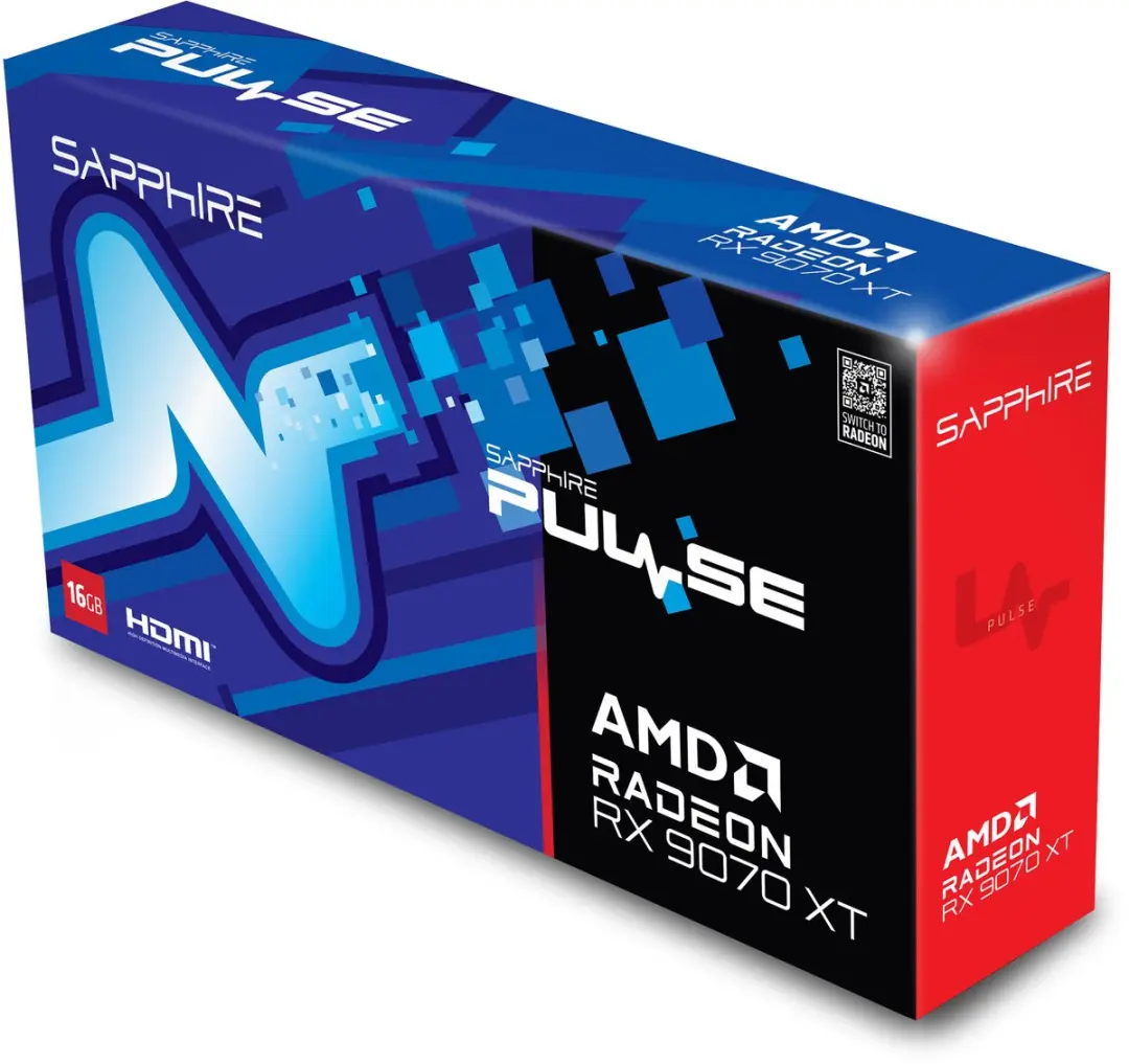 Sapphire PULSE Radeon RX 9070 XT Videokaart 16GB GDDR6