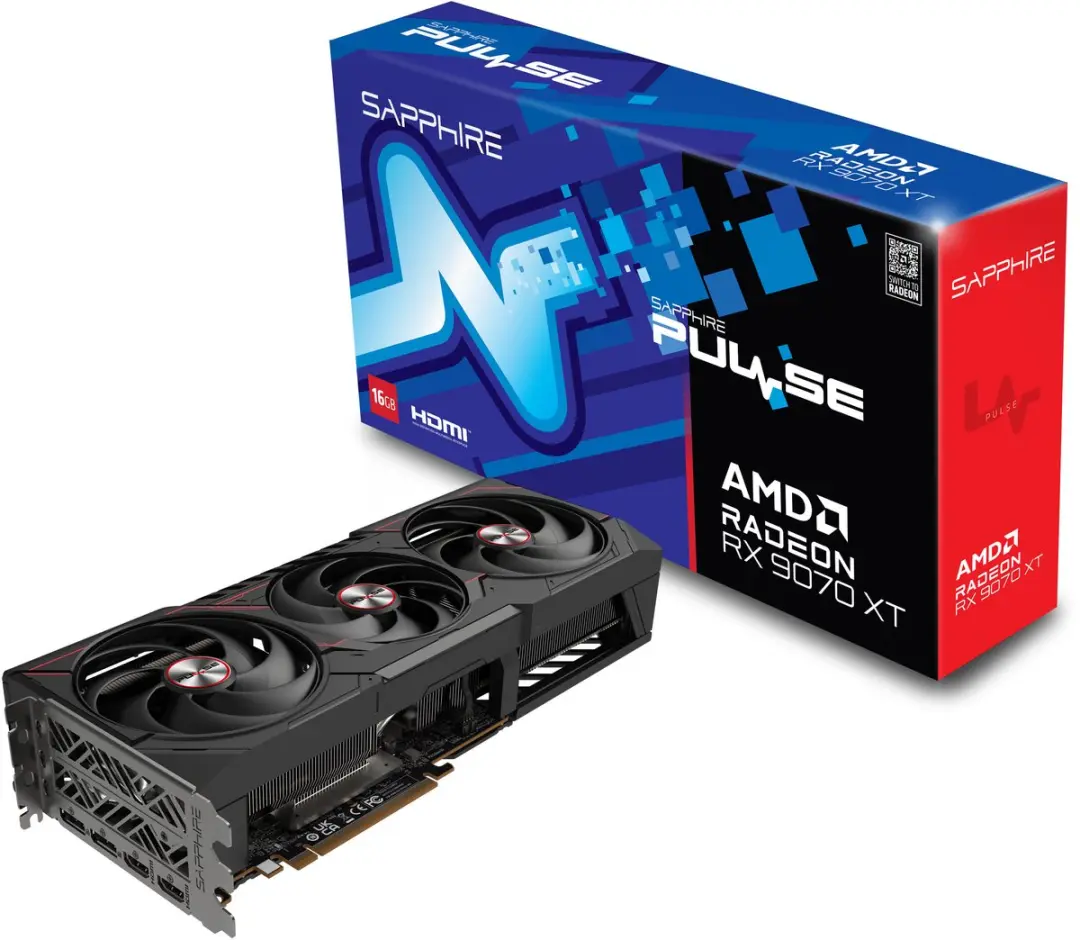 Sapphire PULSE Radeon RX 9070 XT Videokaart 16GB GDDR6
