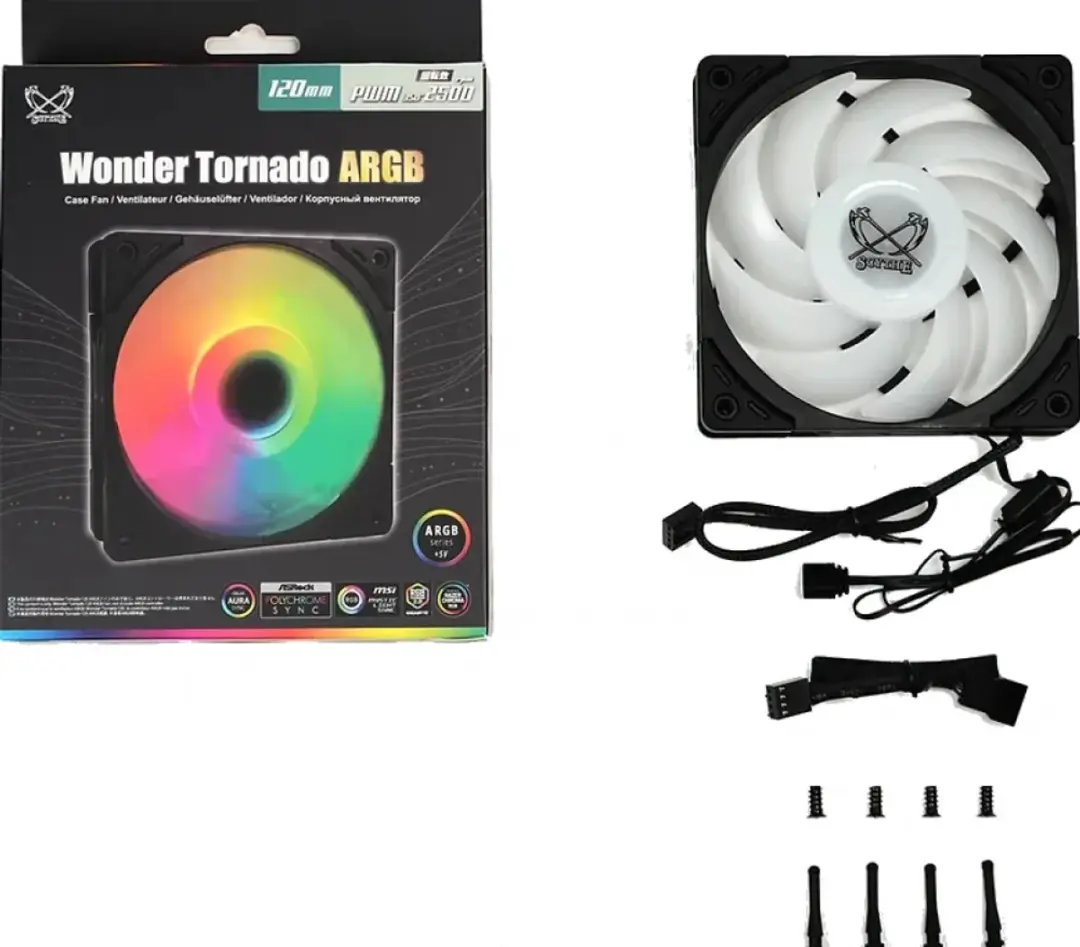 Scythe Wonder Tornado ARGB WT1225FD25AR-P Ventilator 120mm - Zwart